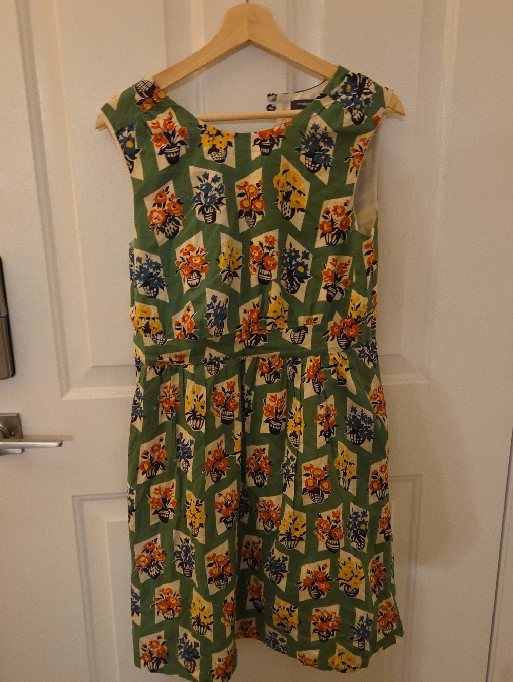 Emily And Finn Green Flower Pot Print Cotton Sundress